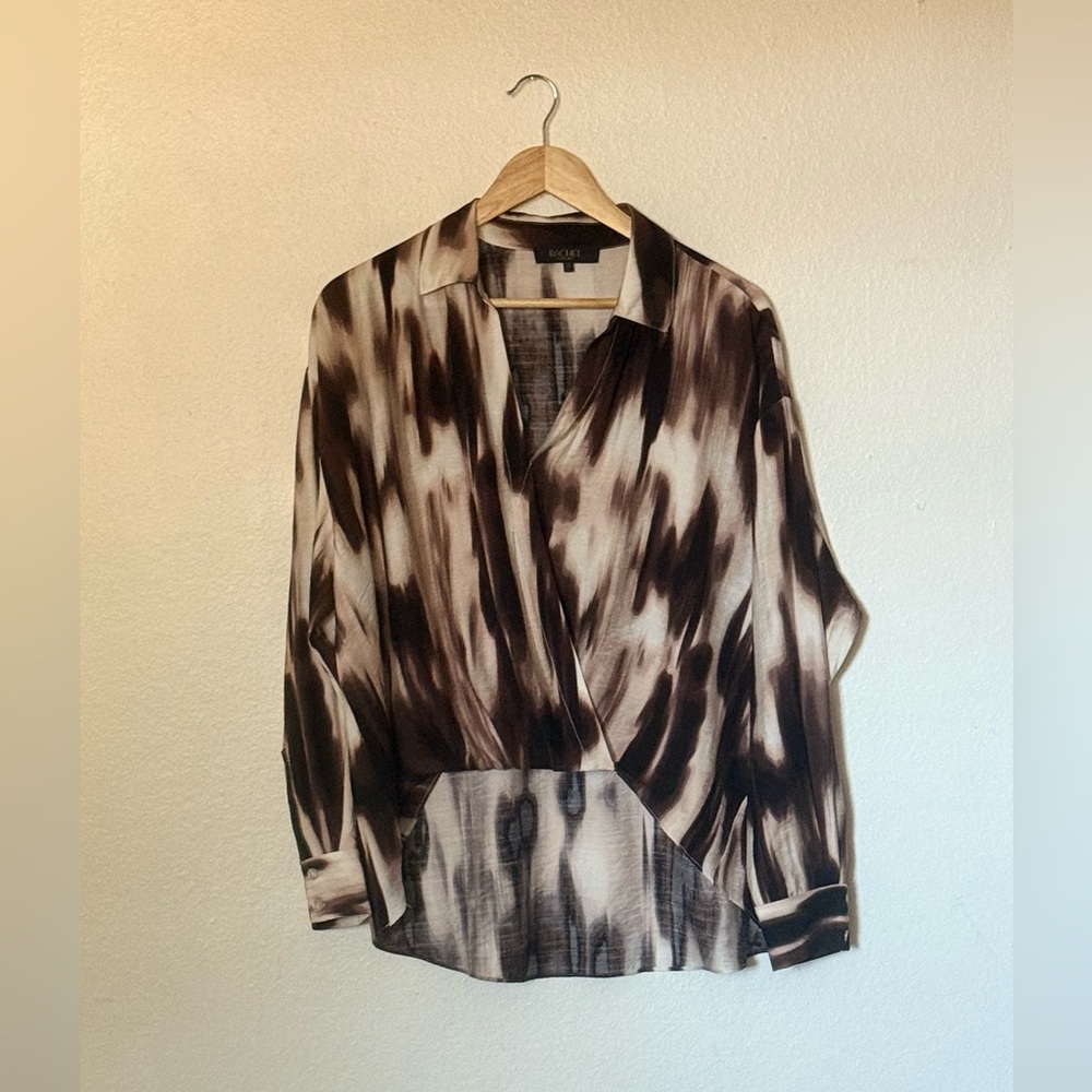 RACHEL Rachel Roy Brown and Cream Women’s Blouse Size L